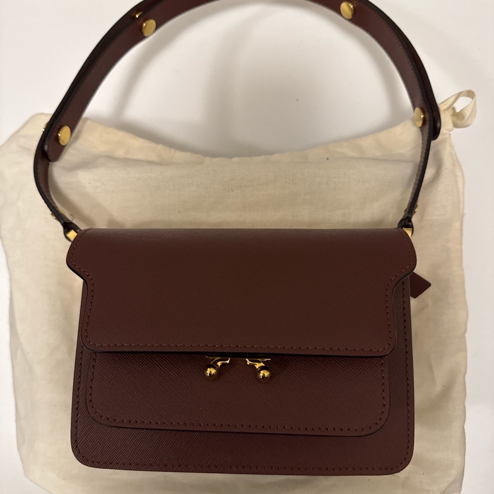 Marni Trunk Bag Mini - Saffiano Leather with Gold Hardware